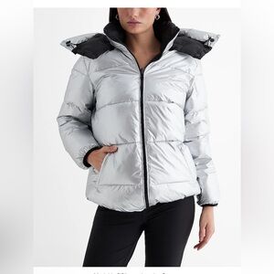 Women's Silver Puffer Jacket